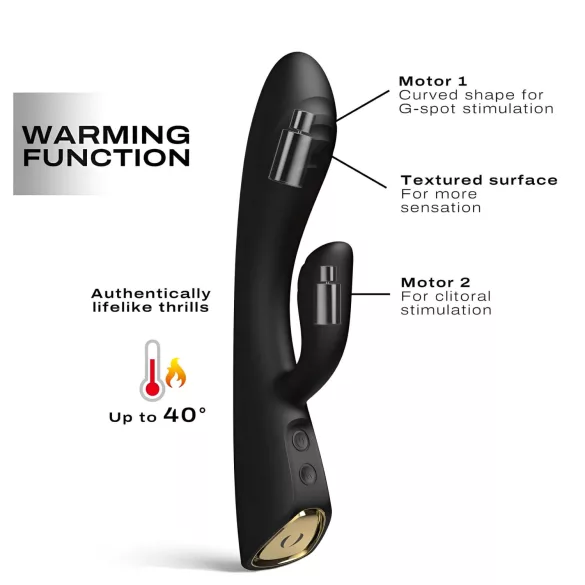Dorcel Flexi Rabbit - vibrador aquecido com estimulador de clitóris (preto)