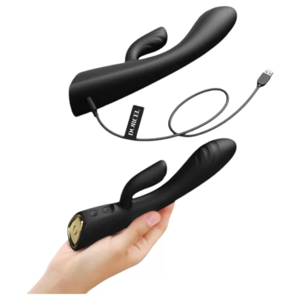 Dorcel Flexi Rabbit - vibrador aquecido com estimulador de clitóris (preto)