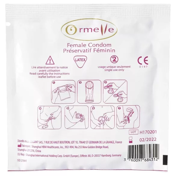 Ormelle Femail - preservativo feminino - látex - 5 unidades