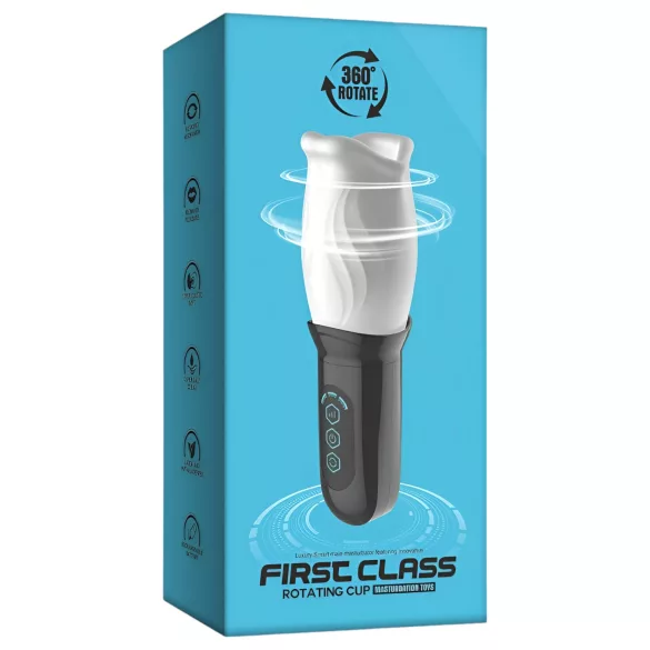 Funny Me First Class - masturbador boca giratória - silicone branco/preto