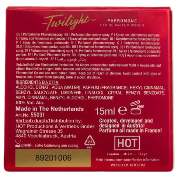 HOT Twilight - perfume com feromônio feminino - fragrância sensual - 15ml