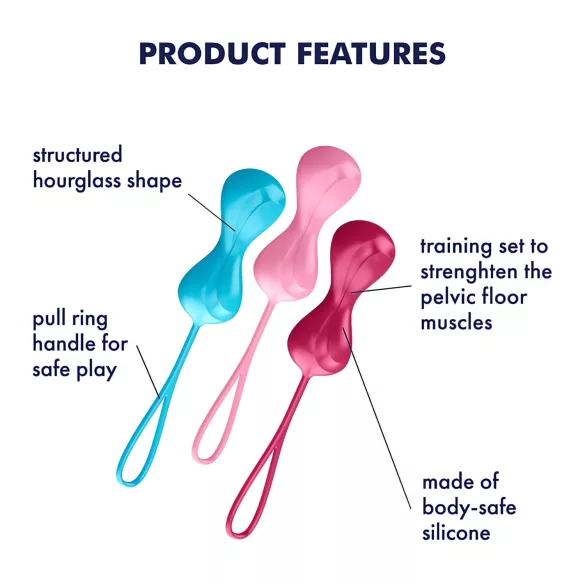 Satisfyer - kit bolas de pompoarismo com bolas internas móveis - 3 unidades