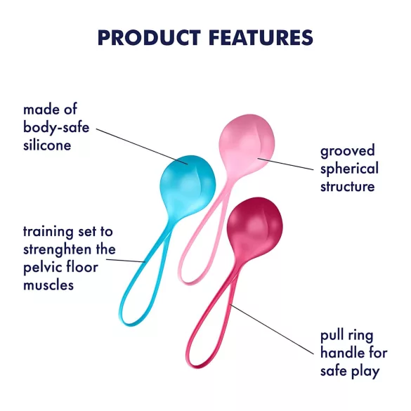 Satisfyer - bolas de pompoarismo - kit 3 peças