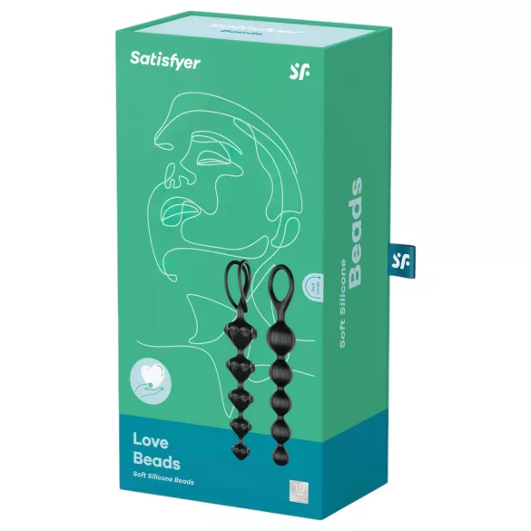 Satisfyer Love Beads - plug anal com esferas - silicone preto - kit