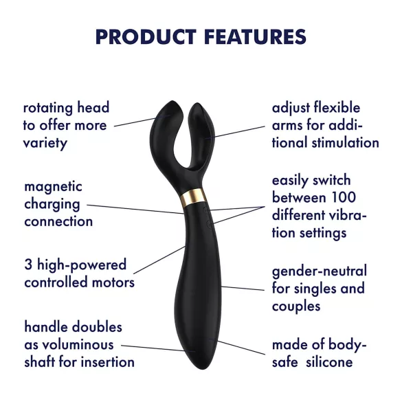Satisfyer Endless Fun - vibrador casal recarregável à prova d'água preto