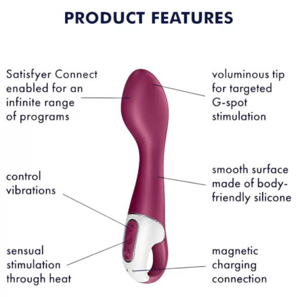 Satisfyer Hot Spot - vibrador ponto G com aquecimento recarregável vermelho