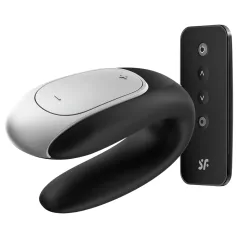   Satisfyer Double Fun - vibrador casal com controle app - à prova d'água - preto