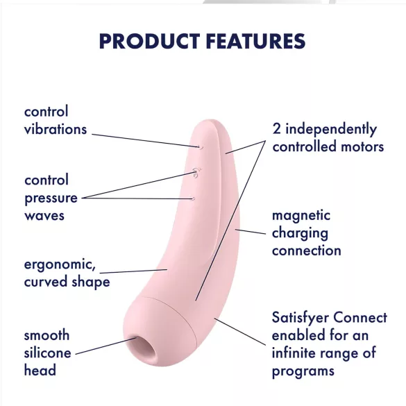 Satisfyer Curvy 2+ - vibrador clitóris sucção app - silicone rosa