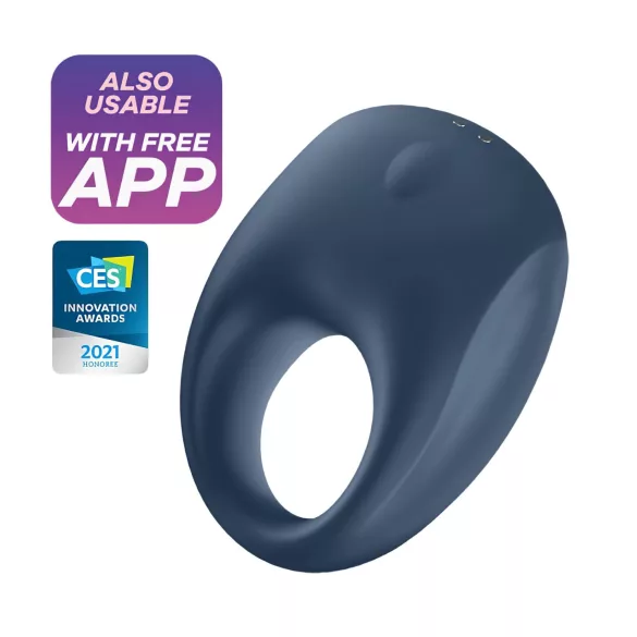 Satisfyer Strong One - anel peniano vibratório inteligente - silicone azul