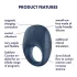 Satisfyer Strong One - anel peniano vibratório inteligente - silicone azul