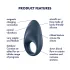 Satisfyer - anel peniano vibratório inteligente - silicone azul