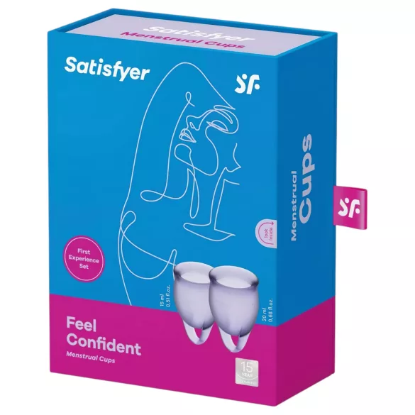 Satisfyer Feel Confident - coletor menstrual em silicone - kit roxo