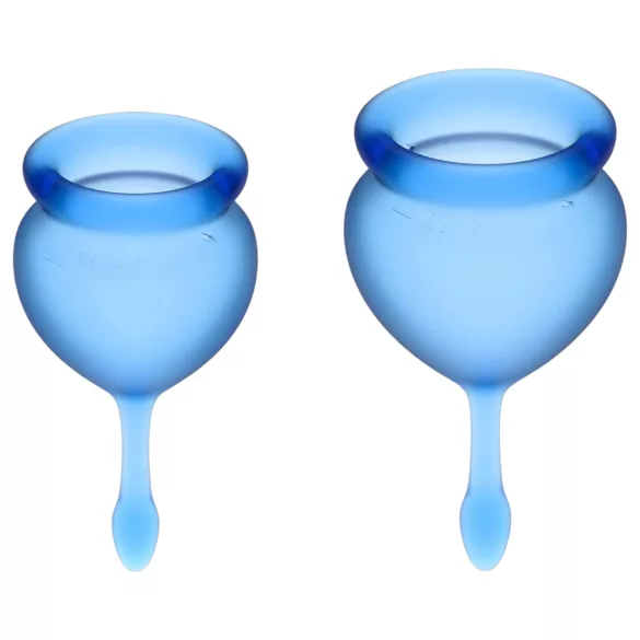 Satisfyer Feel Good - conjunto de copos menstruais de silicone (azul, 2 unid.)
