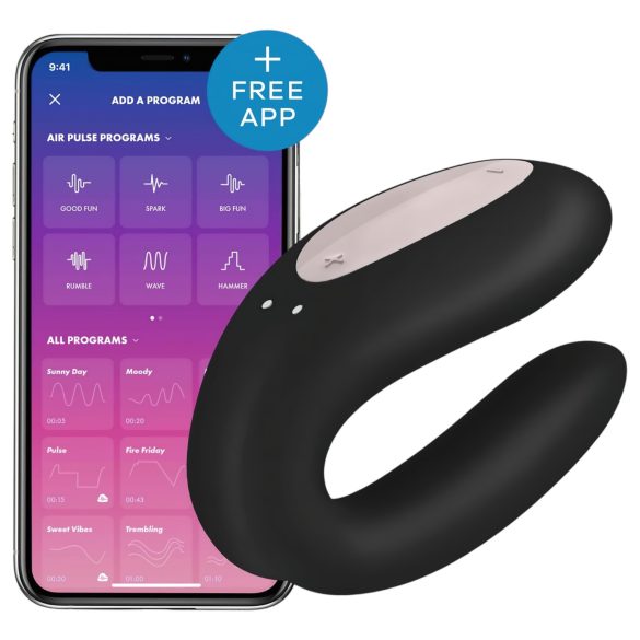 Satisfyer Double Joy - vibrador inteligente à prova d'água para casais (preto)