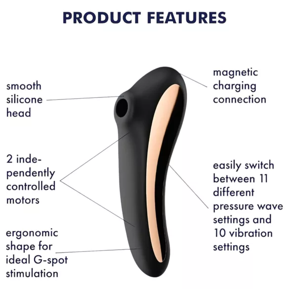 Satisfyer Dual Kiss - vibrador recarregável vaginal e clitóris - preto