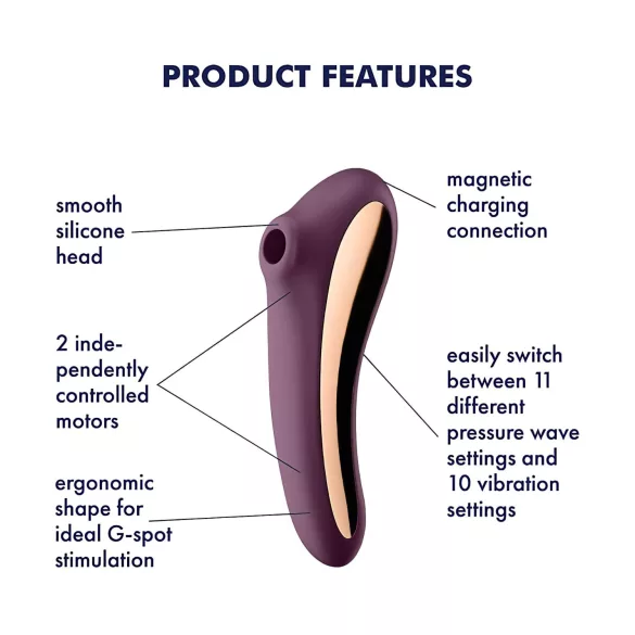 Satisfyer Dual Kiss - vibrador 2 em 1 clitóris e vaginal - silicone lilás