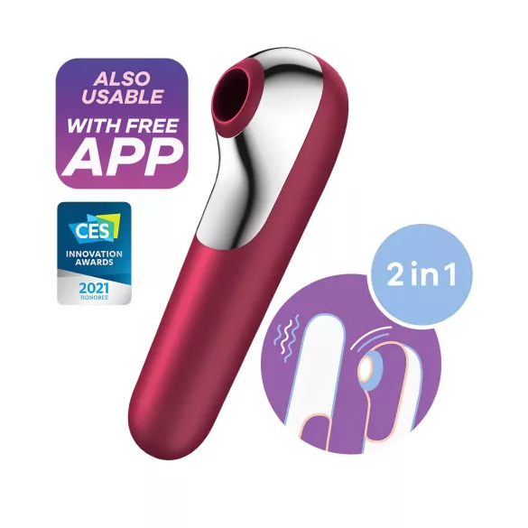 Satisfyer Dual Love - vibrador clitóris e vaginal com app - silicone vermelho