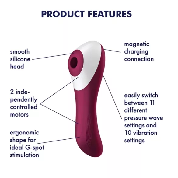 Satisfyer Dual Crush - vibrador ponto G e clitóris recarregável - vermelho