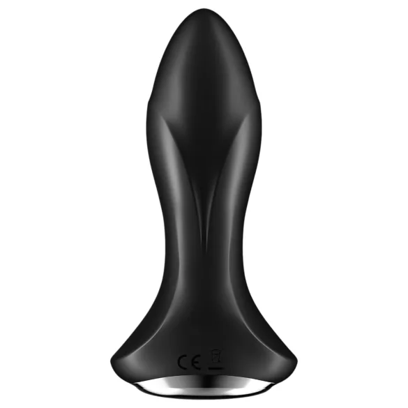 Satisfyer - plug anal vibrador rotativo com textura de pérolas - silicone preto
