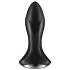 Satisfyer - plug anal vibrador rotativo com textura de pérolas - silicone preto