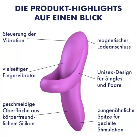 Satisfyer Bold Lover - vibrador de dedo recarregável à prova d'água - rosa