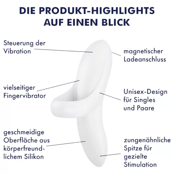 Satisfyer Bold Lover - vibrador de dedo recarregável à prova d'água - branco