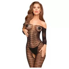   Penthouse Dreamy Diva - macacão sensual rendado ziguezague - preto - XL