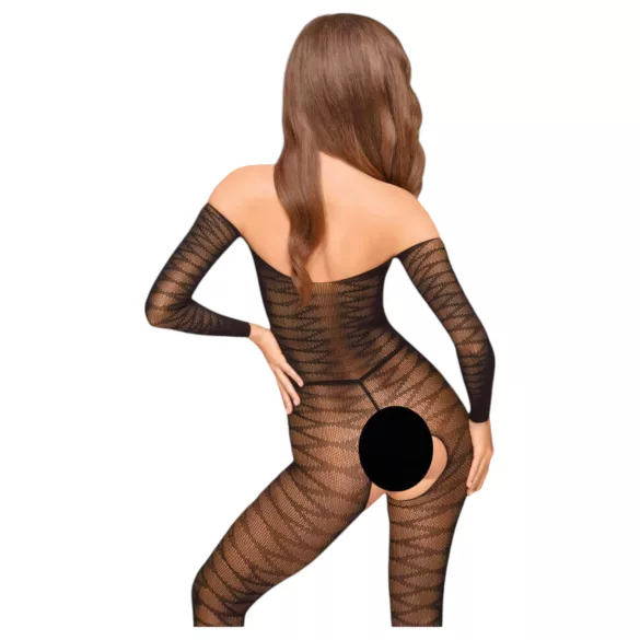 Penthouse Dreamy Diva - macacão sensual rendado ziguezague - preto - XL