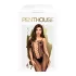 Penthouse Drop-Dead - macacão aberto sexy listrado em rede - preto - XL