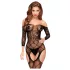 Penthouse Top-Notch - conjunto lingerie arrastão aberto - preto