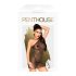 Vestido e tanga Penthouse Bombshell preto transparente e cintilante - M/L