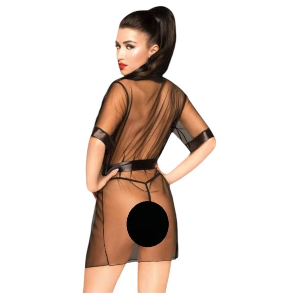 Penthouse Midnight Mirage - robe em cetim e tanga (preto)