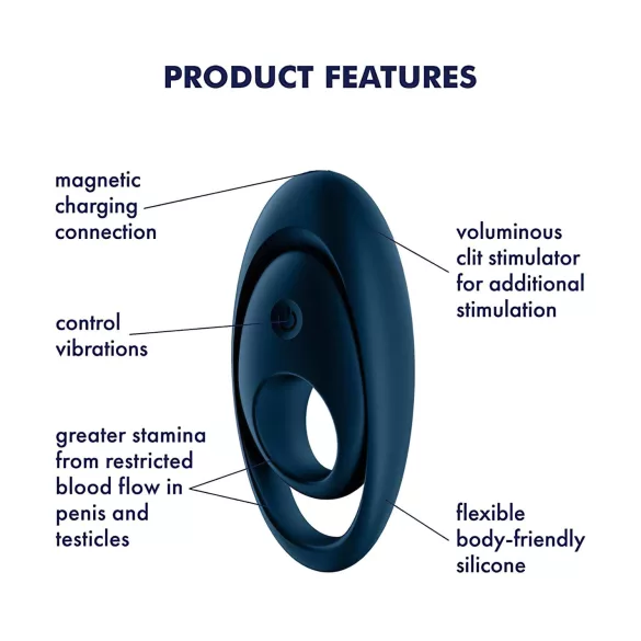 Satisfyer Glorious Duo - anel peniano vibratório - silicone azul