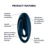 Satisfyer Glorious Duo - anel peniano vibratório - silicone azul