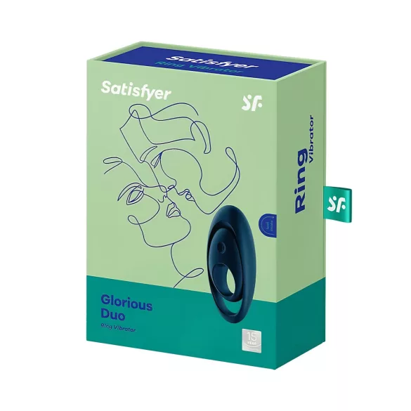 Satisfyer Glorious Duo - anel peniano vibratório - silicone azul