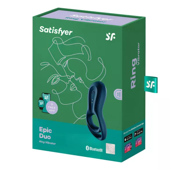 Satisfyer Epic Duo - anel peniano vibratório control app - silicone preto