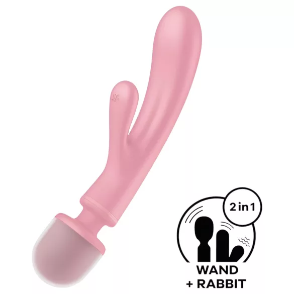 Satisfyer Triple Lover - vibrador ponto G e massageador - silicone rosa