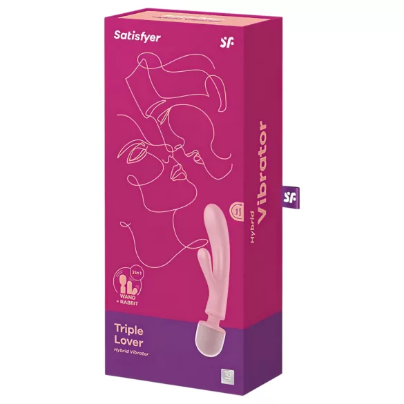 Satisfyer Triple Lover - vibrador ponto G e massageador - silicone rosa