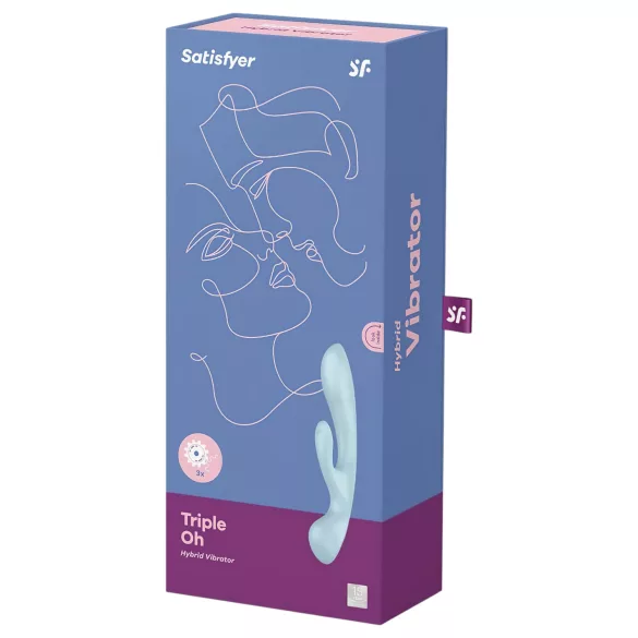 Satisfyer Triple Oh - vibrador recarregável com estimulador de clitóris - azul