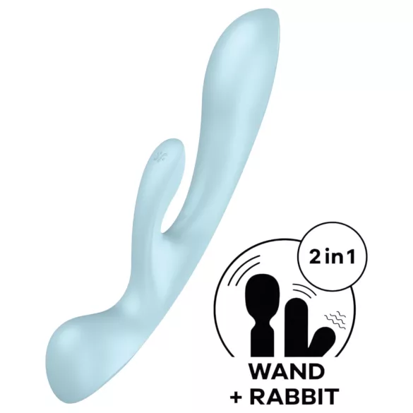 Satisfyer Triple Oh - vibrador recarregável com estimulador de clitóris - azul