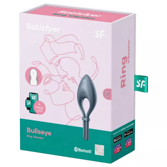 Satisfyer Bullseye - anel peniano vibratório inteligente - silicone cinza