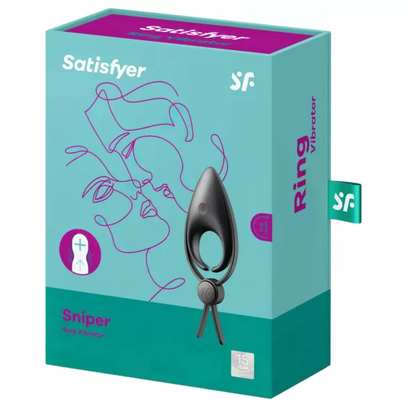 Satisfyer Sniper - anel peniano vibratório recarregável - silicone preto
