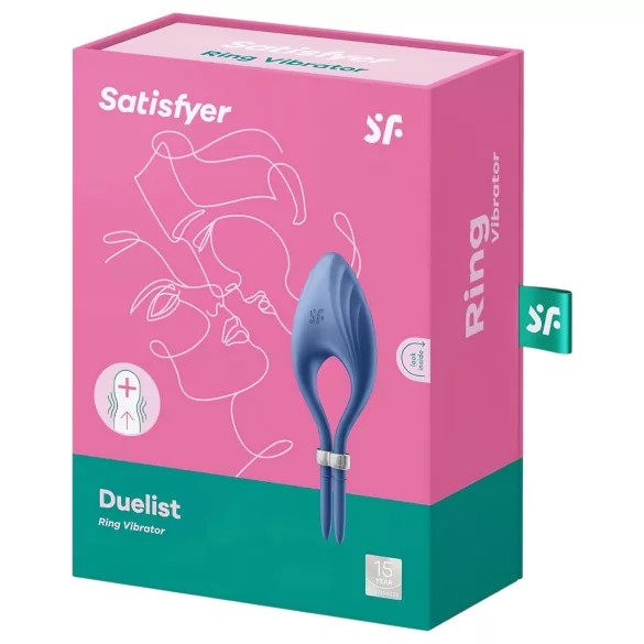 Satisfyer Duelist - anel peniano vibratório recarregável - silicone azul