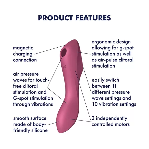 Satisfyer Curvy Trinity 3 - sugador clitóris e vibrador 2 em 1 - vermelho
