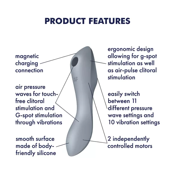 Satisfyer Curvy Trinity 3 - sugador clitoriano e vibrador 2 em 1 - cinza
