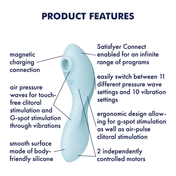 Satisfyer Curvy Trinity 5+ - Vibrador 2 em 1 controlado por app (azul)