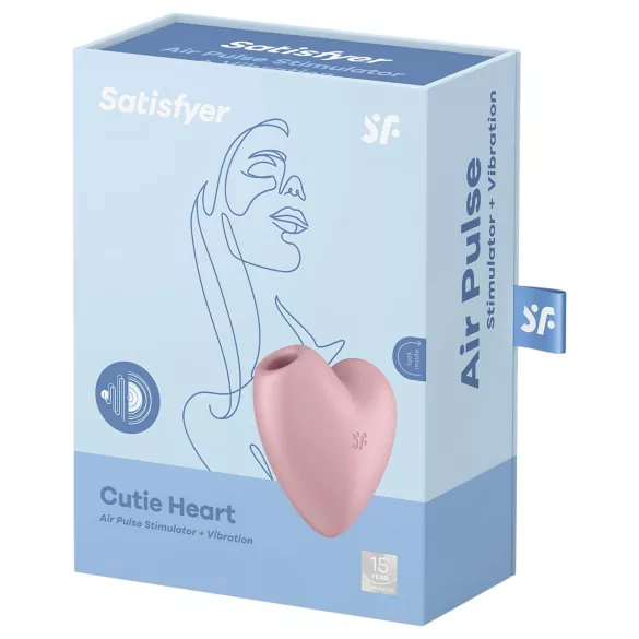 Satisfyer Cutie Heart - vibrador clitóris sucção recarregável - silicone rosa