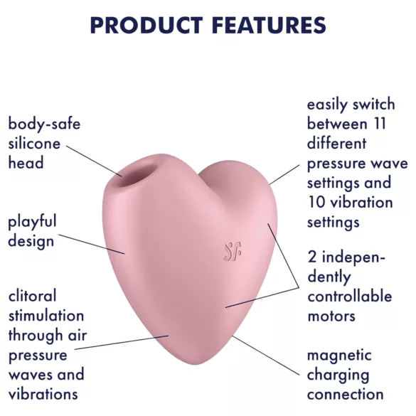 Satisfyer Cutie Heart - vibrador clitóris sucção recarregável - silicone rosa