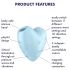 Satisfyer Cutie Heart - vibrador clitóris ondas de ar recarregável azul