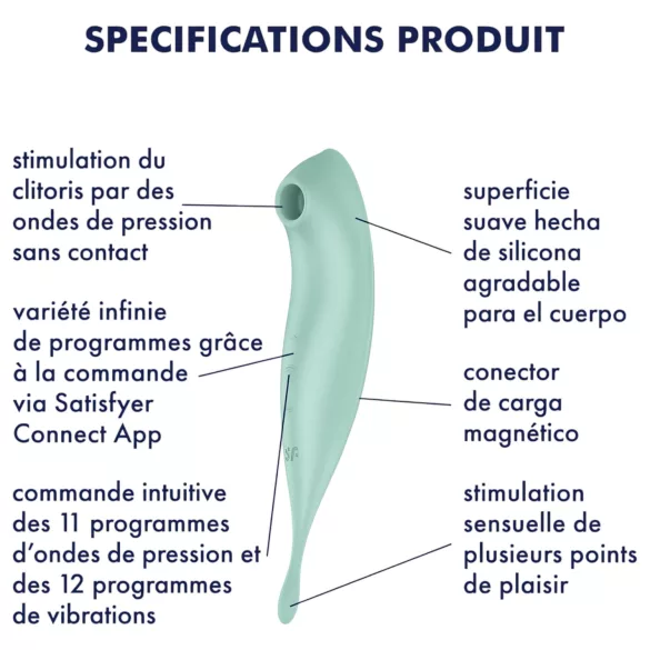 Satisfyer Twirling Pro - vibrador clitóris 2 em 1 - menta